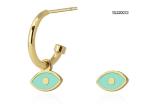 Unique Delicate Stainless Steel Gold Earrings Green Pink Eye Epoxy Earrings