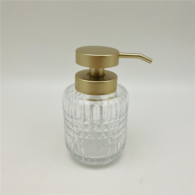 Dimond Ribbed Glass Bathroom Accessories Set With Clear Color Gold Parts