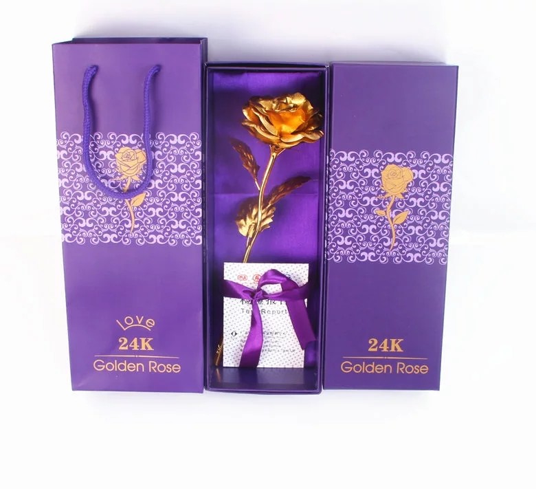 Hot Sale 24k Gold Plated Rose Reasonable Price Luxury Gold Foil Rose For Girlfriend Gift