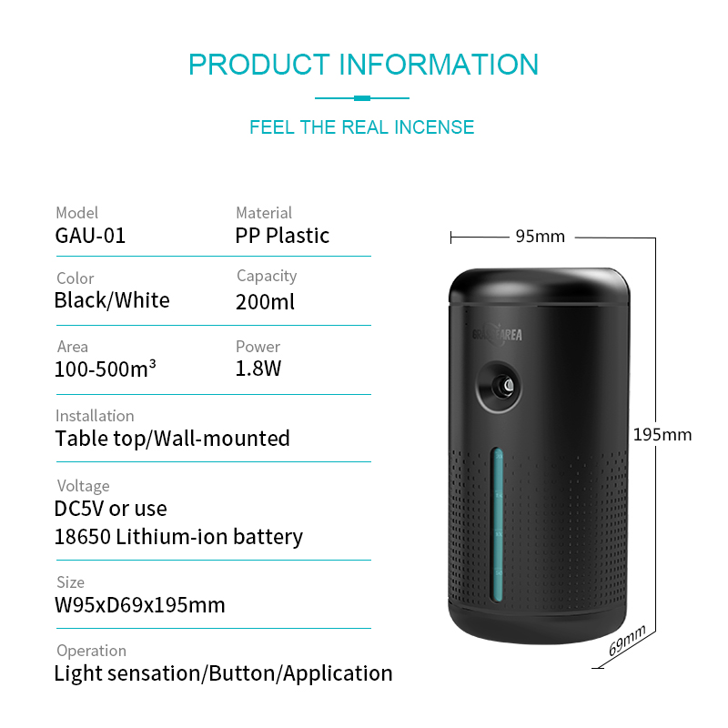 GRASSE Battery 200ml 500CBM Ultrasonic Aroma Machine