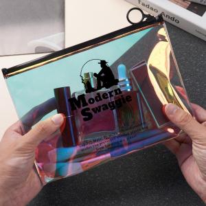 China Hot Holographic Laser Reflective Pvc Zipper Bag for Cosmetics Packaging wholesale