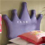 Crown Shaped Headboard High Fabric Bed For Girl