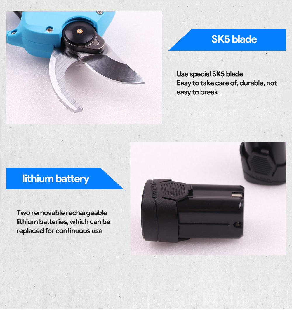 Swansoft Finger Protection Secateurs Battery Operated Scissor 25mm Battery Powered Orchard Pruner With High Quality