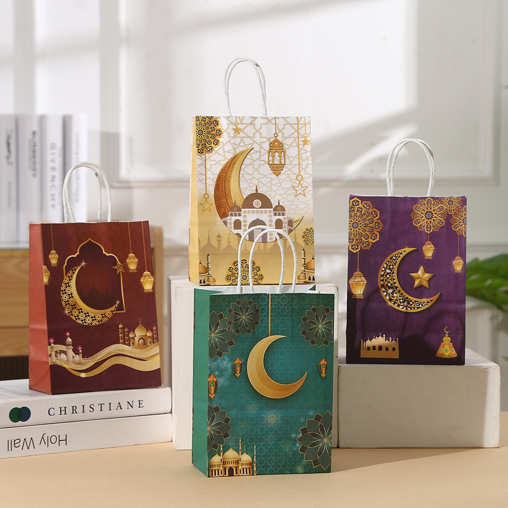 Moon Festival Kraft Paper Printed Shopping Hand Party Candy Paper Bag for Celebrations