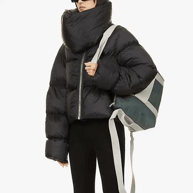 Winter New Thick Down Cotton Puffer Coat for Ladies Vintage Warm Women Clothing Scarf Design Bubble Jacket