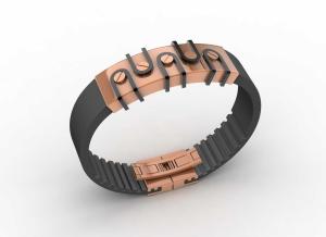 China Top Quality Europe Fashion Stainless Steel Genuine Leather Silicone Bangle Bracelet ADB111 wholesale