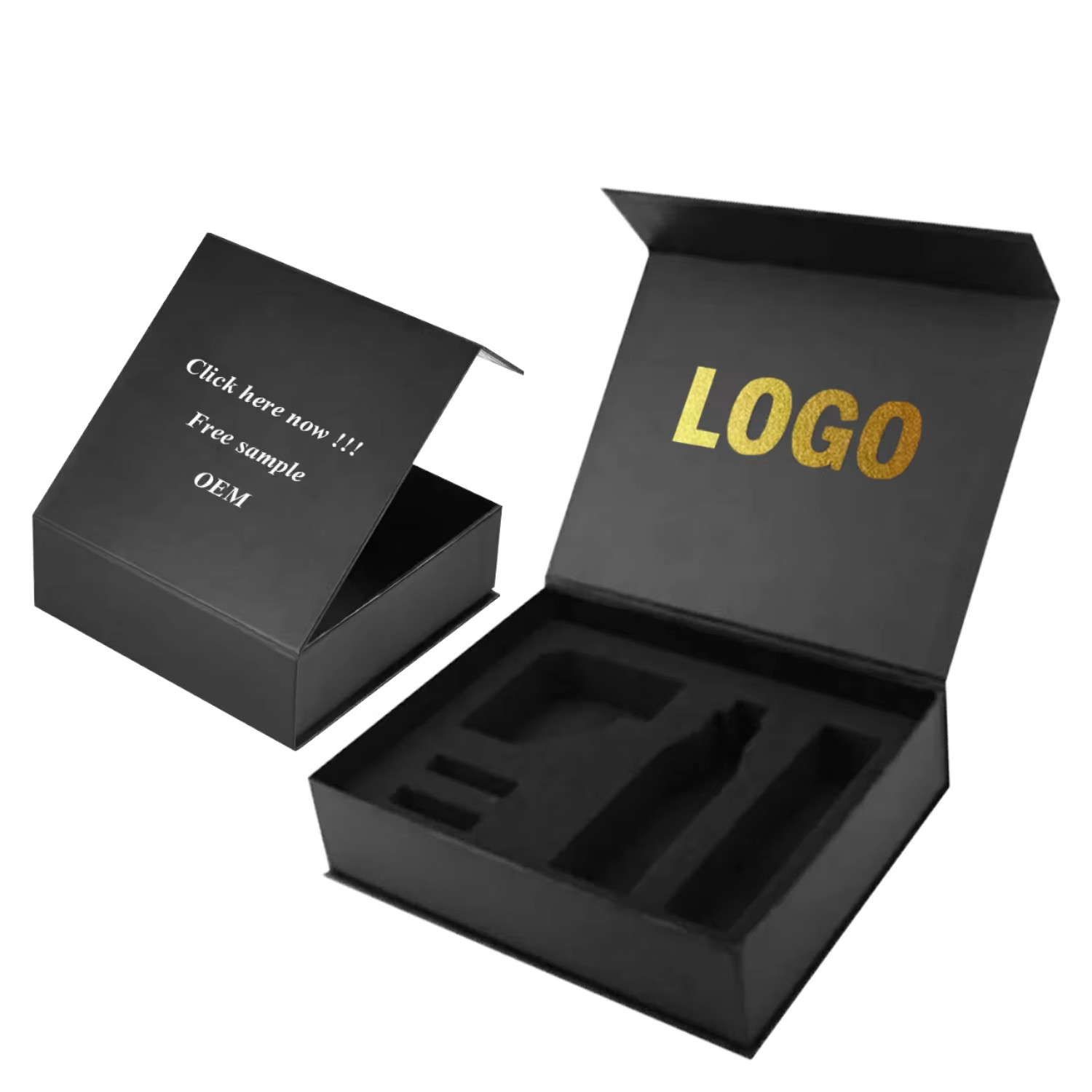 Custom logo Black Magnet Magnetic Luxury Packaging Folding Paper Business Gift Box