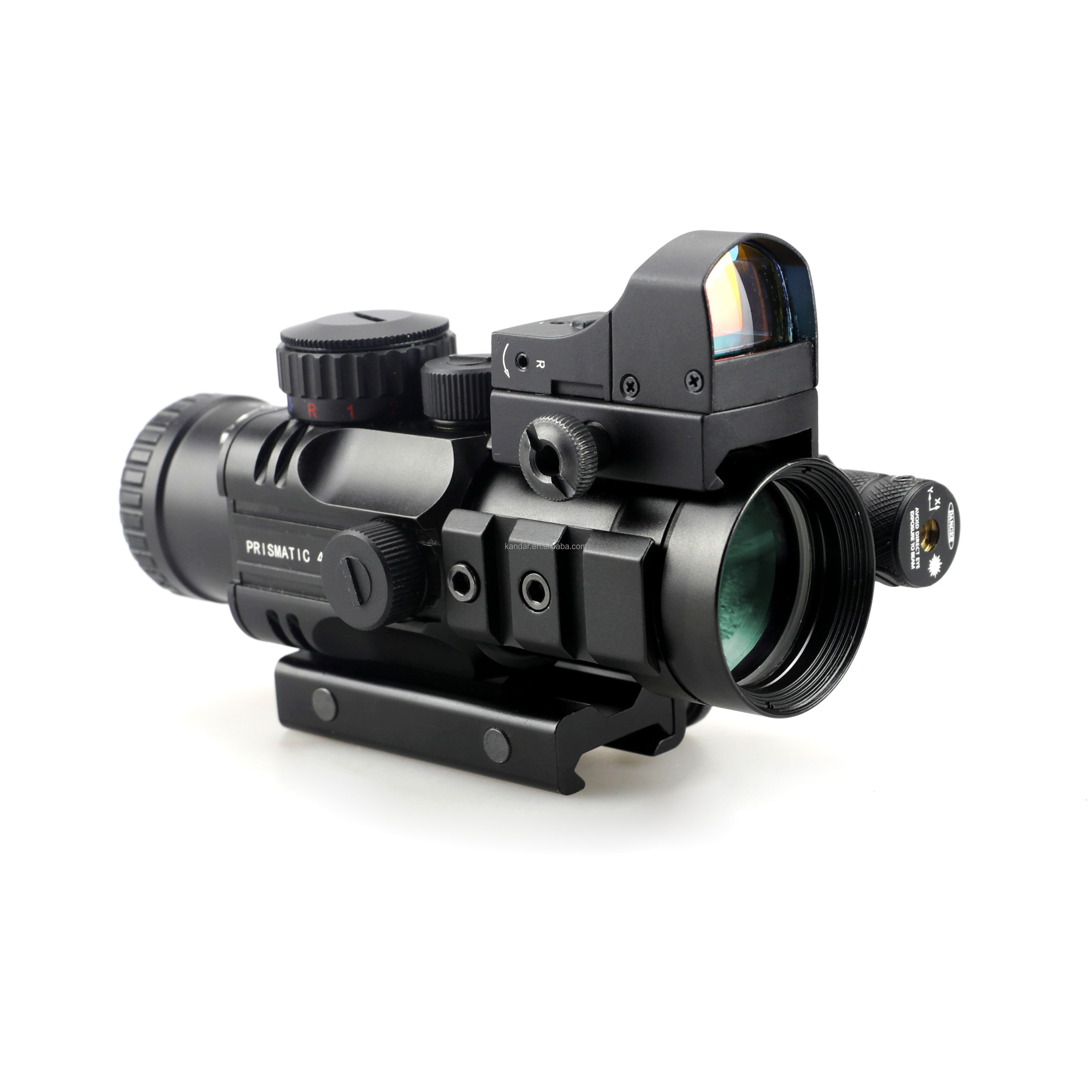 155mm Length Prismatic Scope Hunting 4x32 with Red Laser and Mini Red Dot