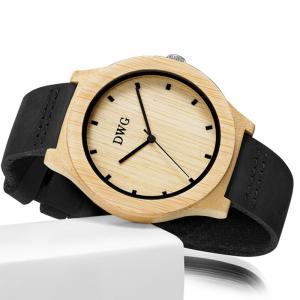China Black Strap Wooden Quartz Watch Wristwatches Maple Wood Bezel , Custom Logo wholesale