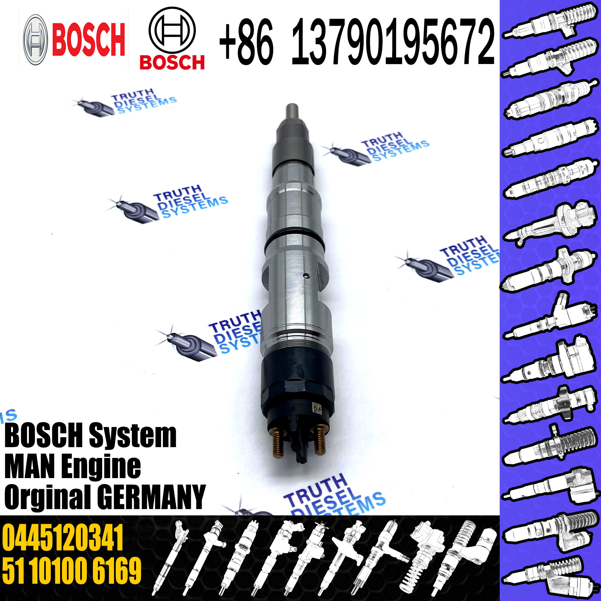 High Quality New Diesel Common Rail Fuel Injector 0445120341 For Man Truck