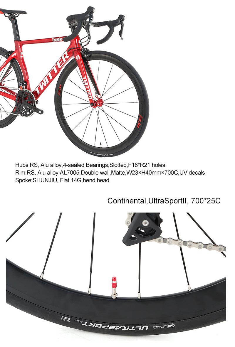 700c Carbon Fiber Frame Twitter Road Bike 22-Speed Racing Bicycle with CE Certification