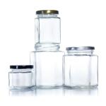 300ml 200ml 100ml Wholesale Hexagon Glass Mason Jar Jam Jar Honey Jar With Metal