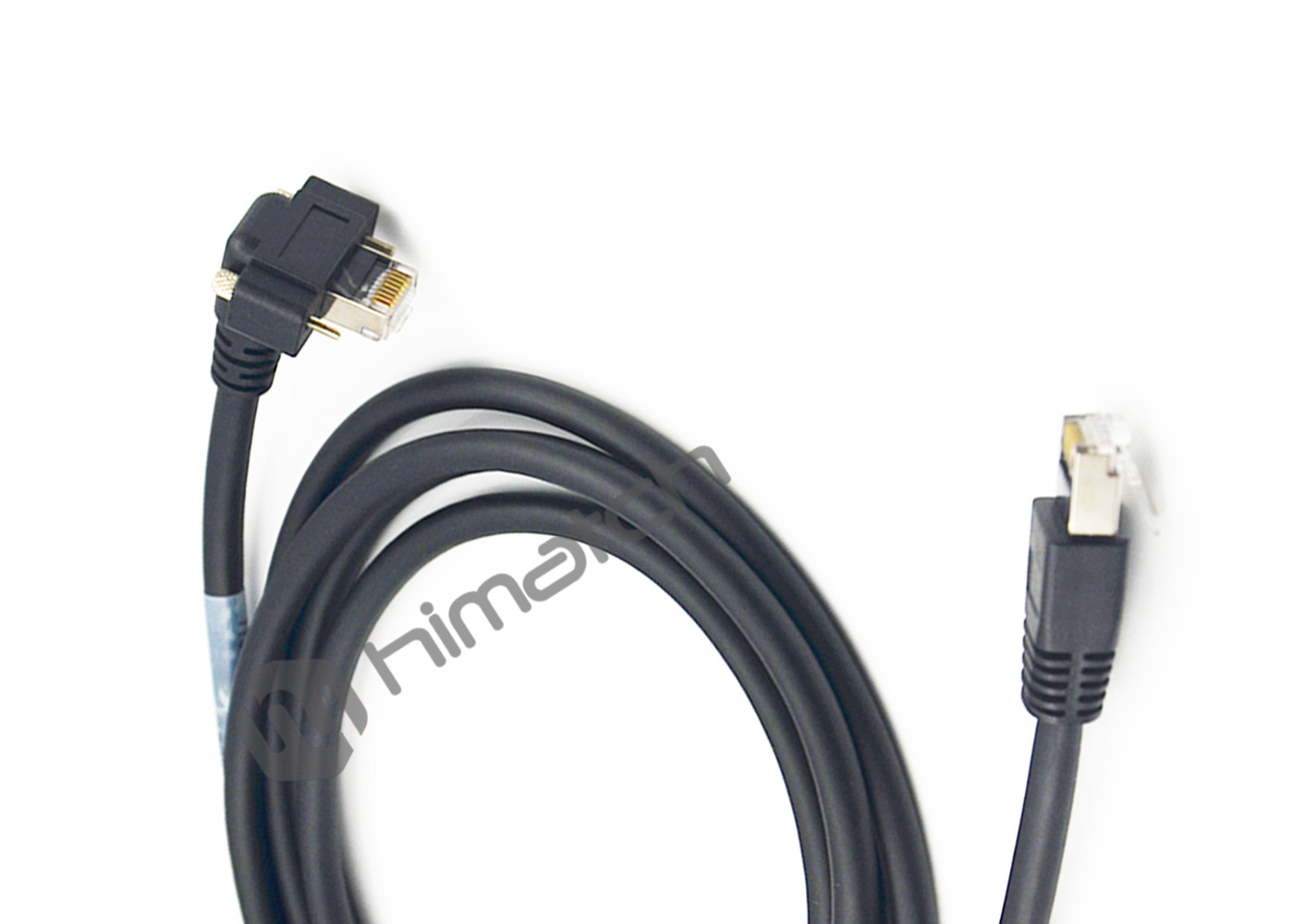 High Flex Right Angle RJ45 GIGE Camera Cable , Gigabit Internet Cable with Thumbscrew Lock