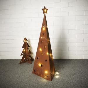 China Holiday Special Corten Steel Garden Decorative Metal Christmas Tree Lamp Post wholesale