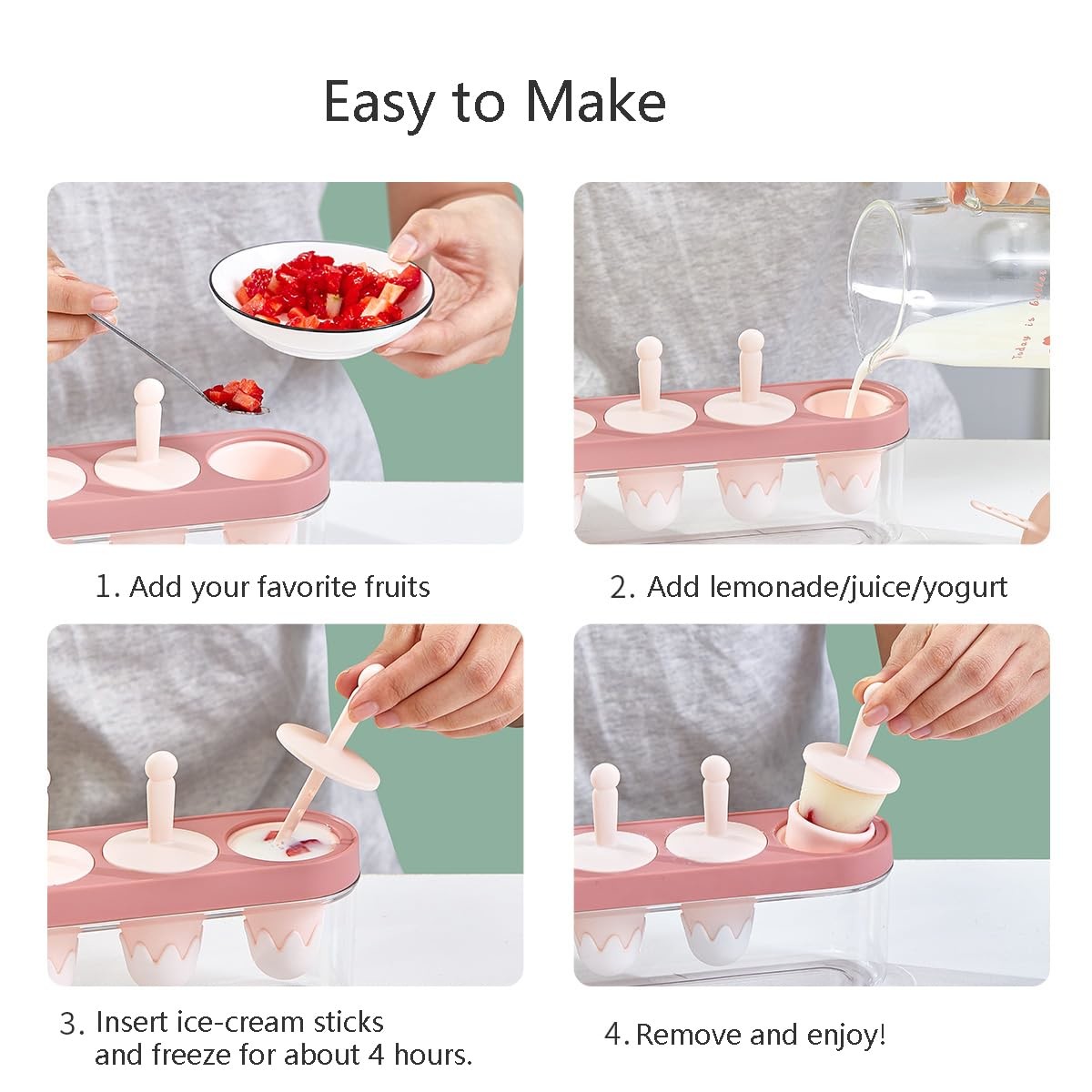 Food Grade Homeuse DIY Ice Cream Popsicle Molds Silicone Ice Cream Mould