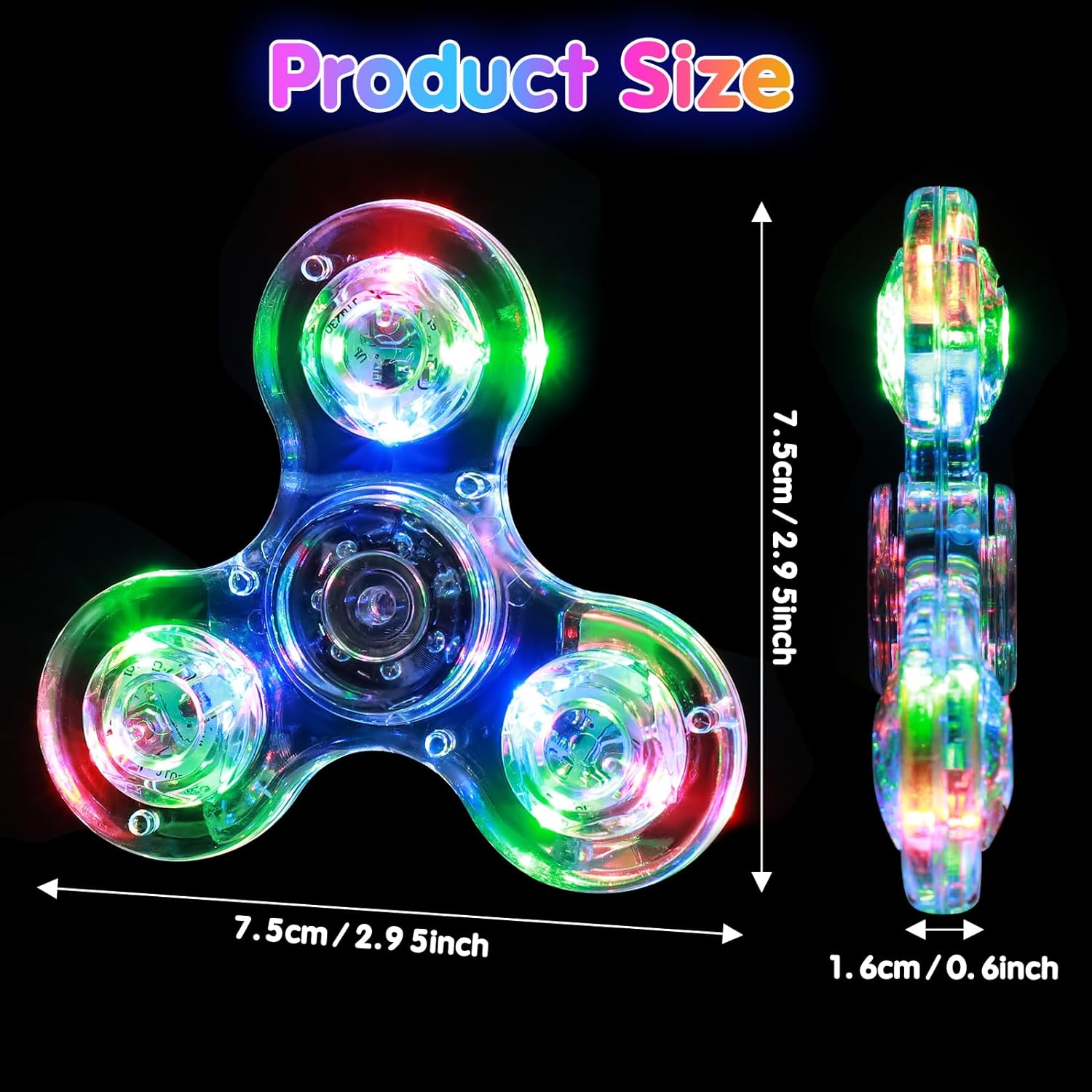 LED Light Up Fidget Spinners for Kids Party Goodie Bag Stuffers and Pressure Relief