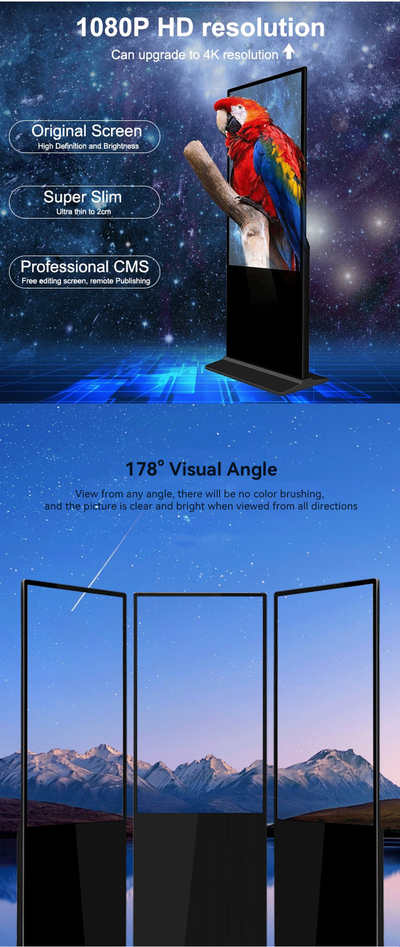 Waterproof High Definition Freestanding Digital Screen LED Advertising Machine