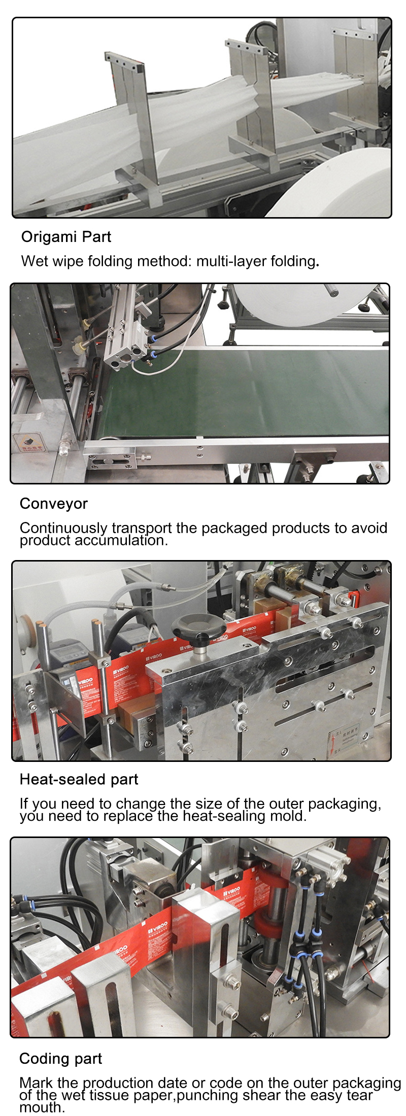 60HZ Automatic Wet Wipes Packing Machine EOSS 64.9 DB Aluminium