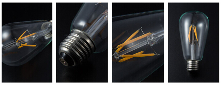 6W Edison A60 glass global LED Filament Bulb Candle C35Light E27 A60 cover Sapphire filame