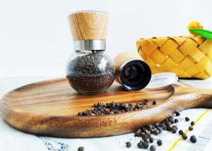 China Glass Black Peppercorn Grinders with Round Glass Jars wholesale