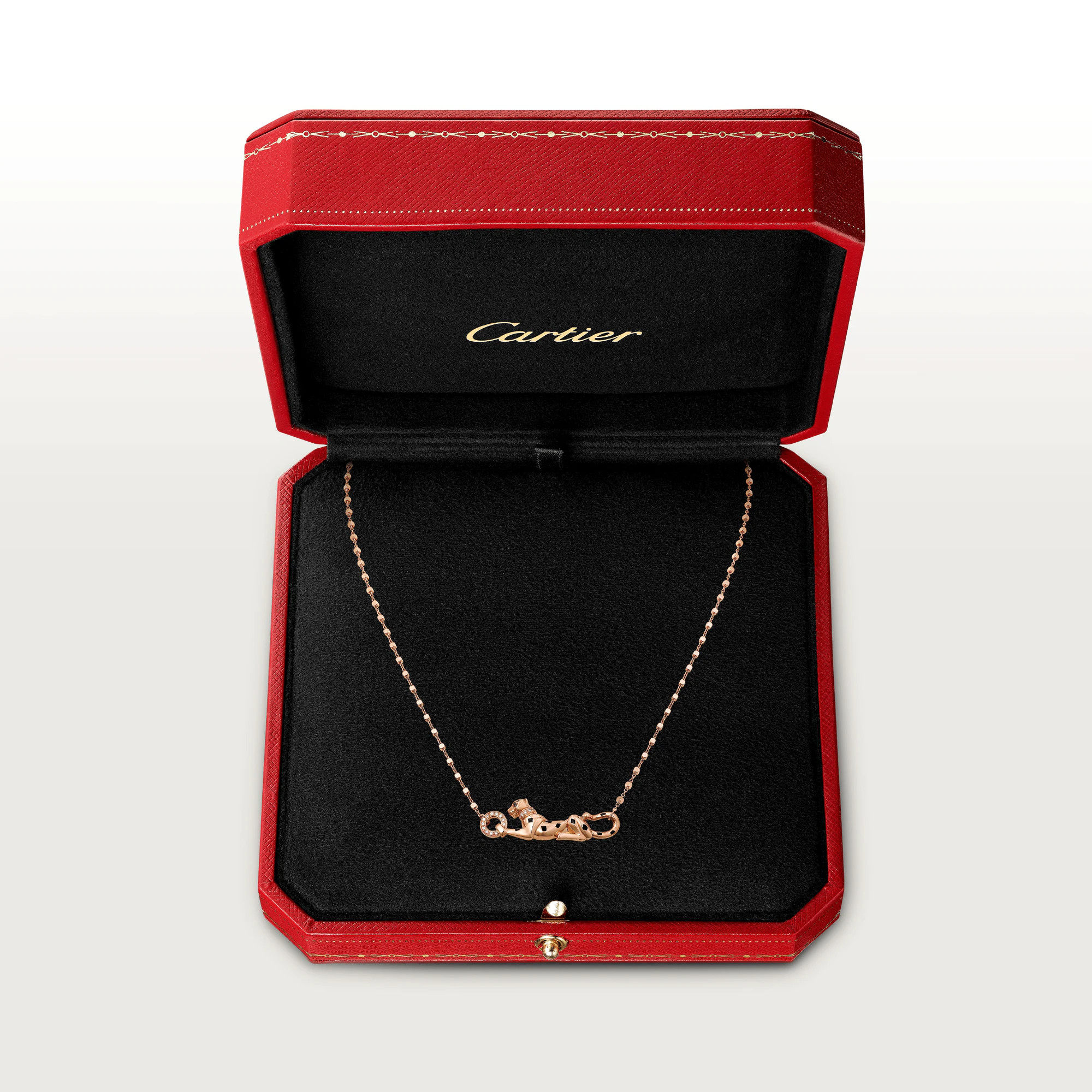 Car Tie 18k Gold PanthèRe De Car Tier Necklace Rose Gold Tsavorite Garnets VVS Diamonds