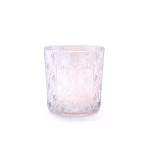 China Custom Carved Transparent Frosted Glass Candle Cup Handmade wholesale