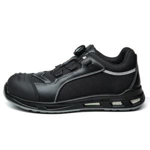 China Black Cowhide Leather Shoes Durable Mens Black Safety Shoes Slip Resistant wholesale