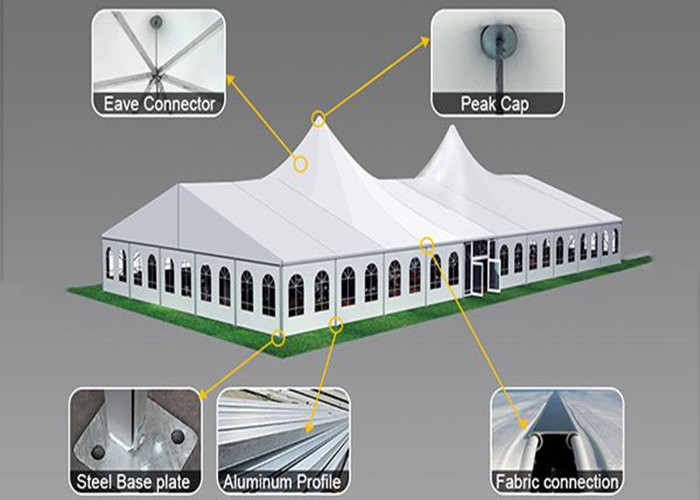 Quadrilateral Pagoda Wedding Gazebo Tent Professional Fire Resistance