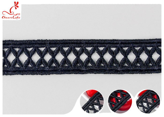 2.4CM Hollow Embroidery Guipure Lace Trim With Poly Milk Lace Material DTM Dyeing