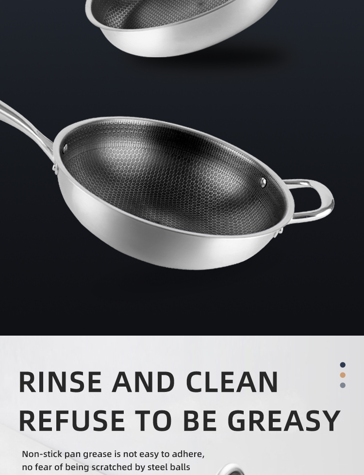 New Arrival Frying Pan Honeycomb Panci Frypan Non Stick Hybrid Stainless Steel Frying Pan