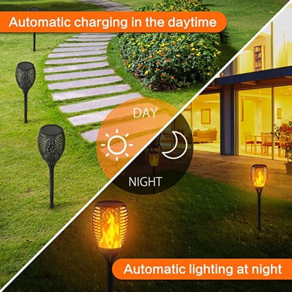 Outdoor Garden Solar Flame Torch Lights 96pcs LEDs Solar Powered LED Torches