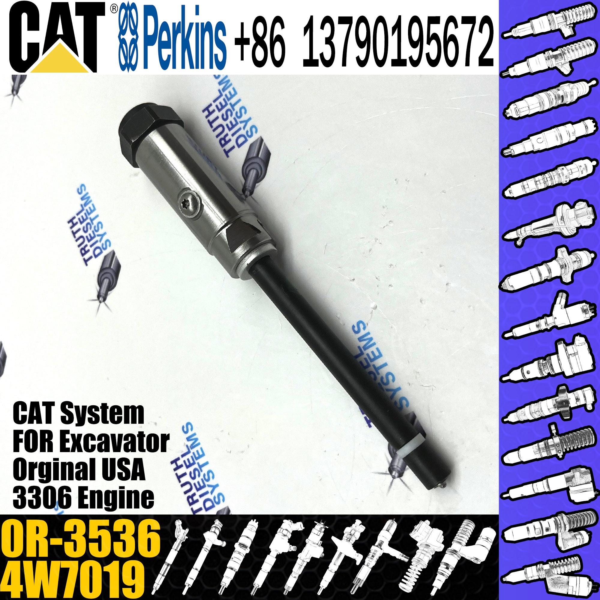 Pencil Fuel CAT Diesel Injector Nozzle 4W7019 0R-3536 Caterpillar 3408 3408B