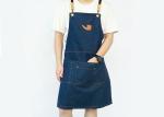 Embroidery Logo 65 X 85cm Blue Denim Apron For Garden Cleaning
