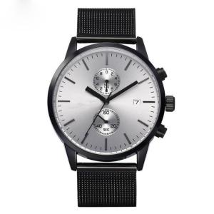 China Mens Mesh Strap Black Chronograph Watch wholesale