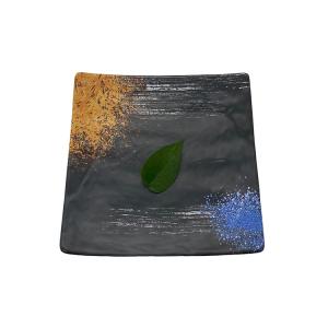 China Matte Black Beach Melamine Plates Square Dinnerware Anti Scratch wholesale