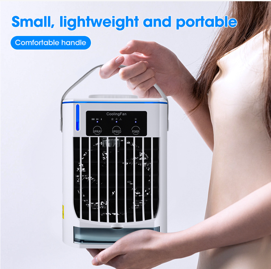 Foldable Mini Portable Air Conditioner with Spray Humidify and USB Water Cooling Fan