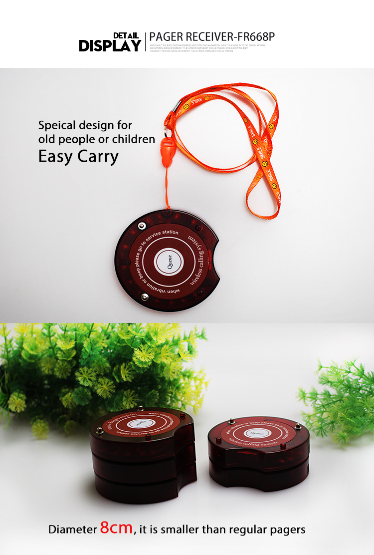 digital high quality wireless guest queue number calling service coaster pager system for fast food restaurant