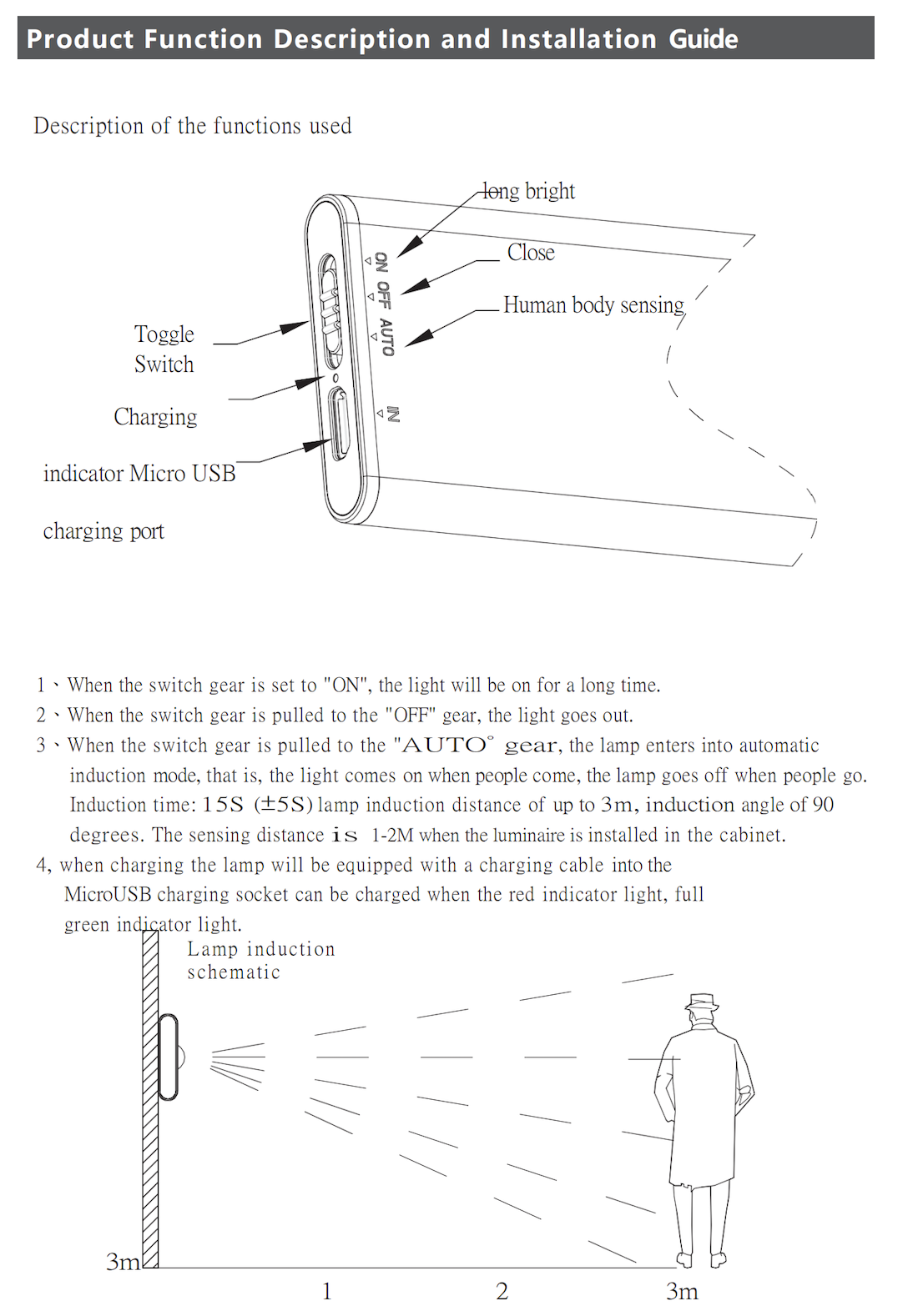 Motion Sensor Aluminum LED Light For Cupboard And Furniture 400mm Frosted Glass Shade