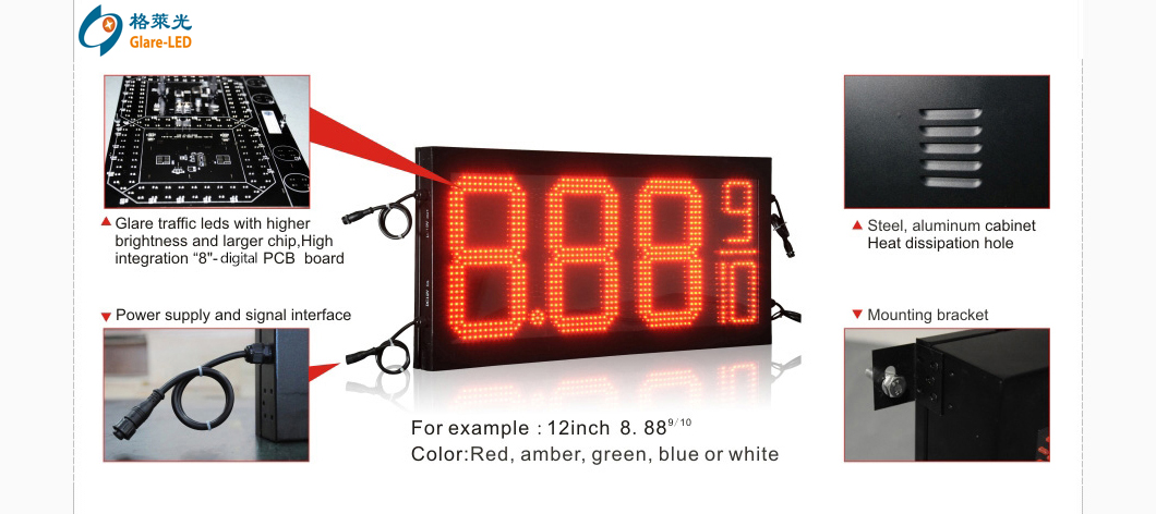 60HZ 50HZ Super Huge Size 8.889 10 Led Gas Price Sign For Gas Station Changing