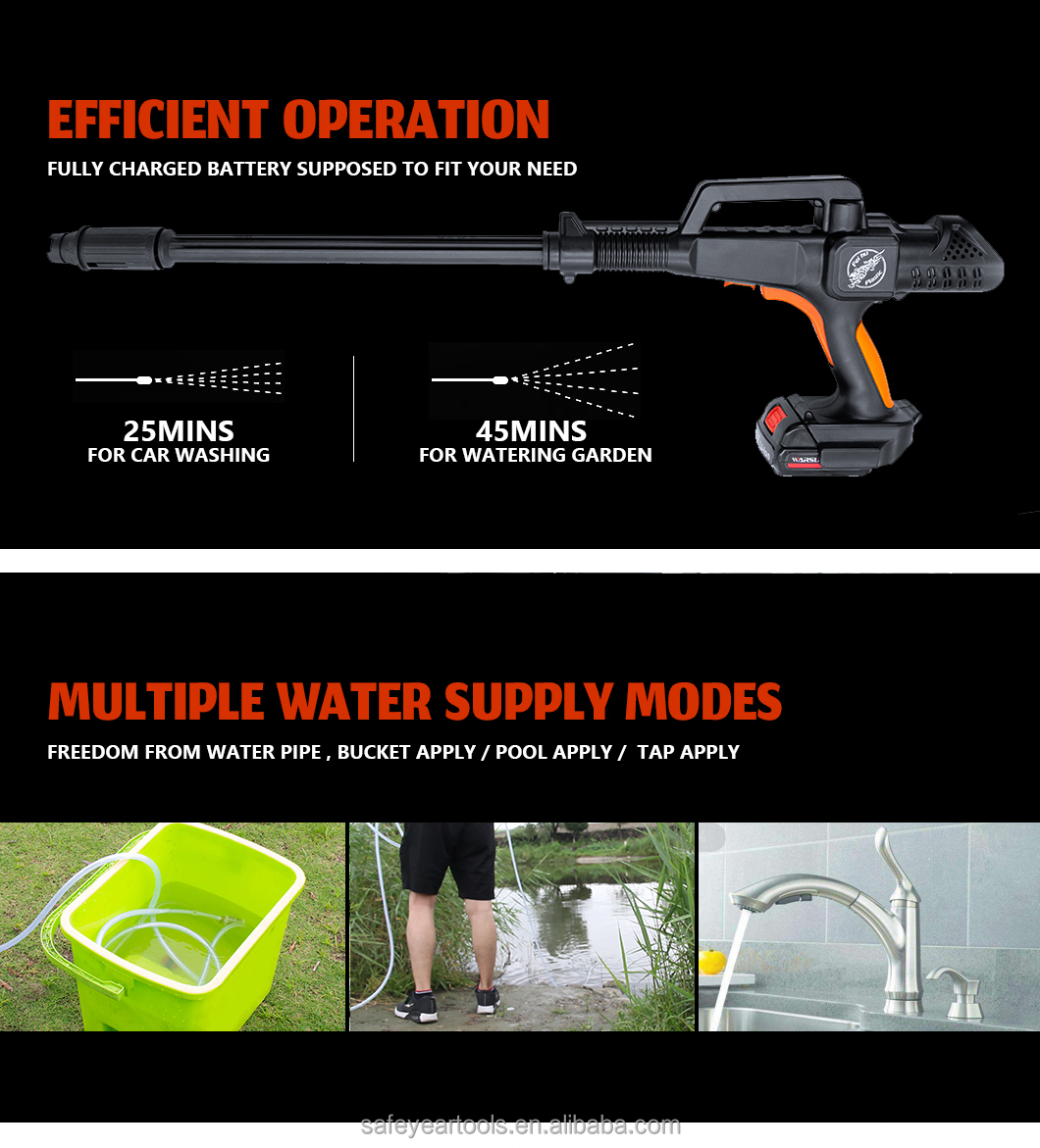 16.8V Cordless Yard Power Tool Car Washer Pressure Gun 1500mAh 1.0mPa