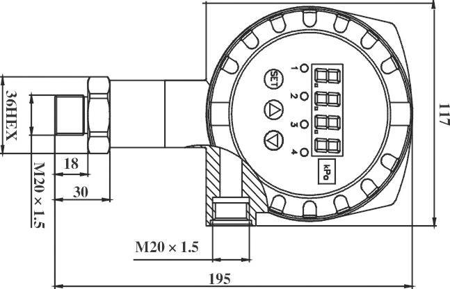 BPZK03-1 Intelligent Pressure Switch 116mm Dia Electronic Differential Pressure Switch
