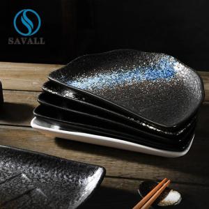 China Decorated 9&quot; Black Porcelain Dishes Half Moon Shape FDA EU Approved wholesale