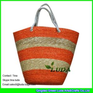 China LUDA buy handbags online striped summer wheat straw beach handbags wholesale