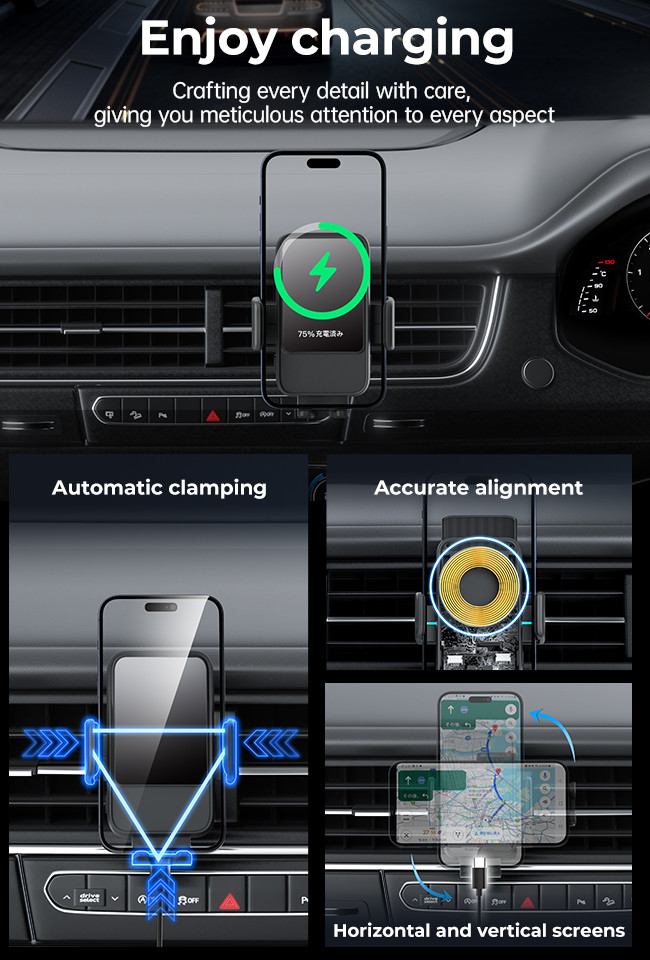 Versatile Magnetic Car Mount Large Span Clamping Arm Magnetic Car Phone Holder