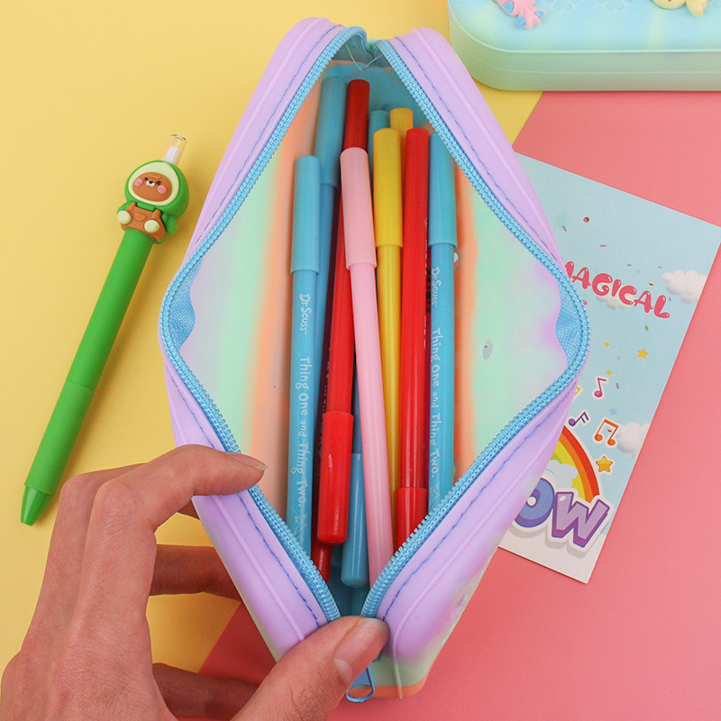 DIY Silicone Pencil Pen Case Big Cute Pencil Pouch For Boys Girls Christmas Gifts School Supplies Kids Gift Pen Holder