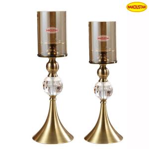 China Eco Friendly Nordic Style Glass Candlestick With Metal Column wholesale