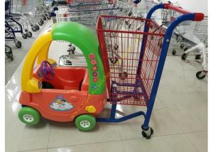 China Unfolding Supermarket Metal Shopping Trolley , Kids Shopping Cart With Plastic wholesale