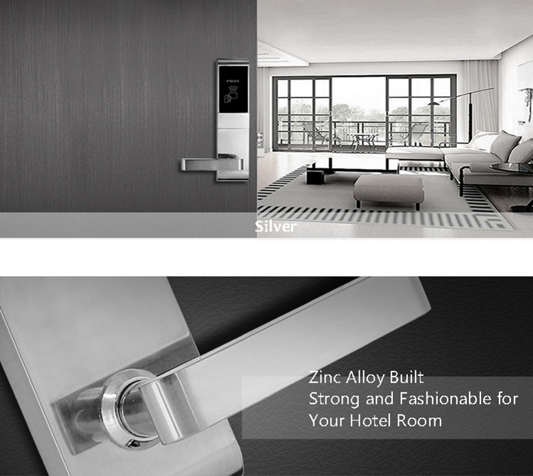 Key Card Hotel Electronic Door Locks Zinc Alloy For Apartment Residential