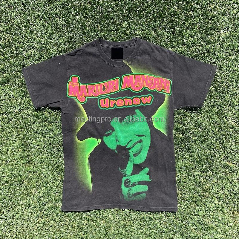 Support Customized Logo Heavy 100% Cotton Acid Wash T-Shirt for Lovers of Streetwear