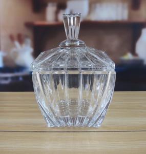 China Square Optic Stripes Glass Storage Jars For Candy wholesale